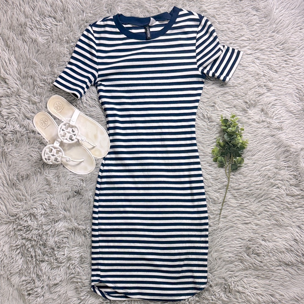 H&M Striped Mini Dress in Navy and White size 6